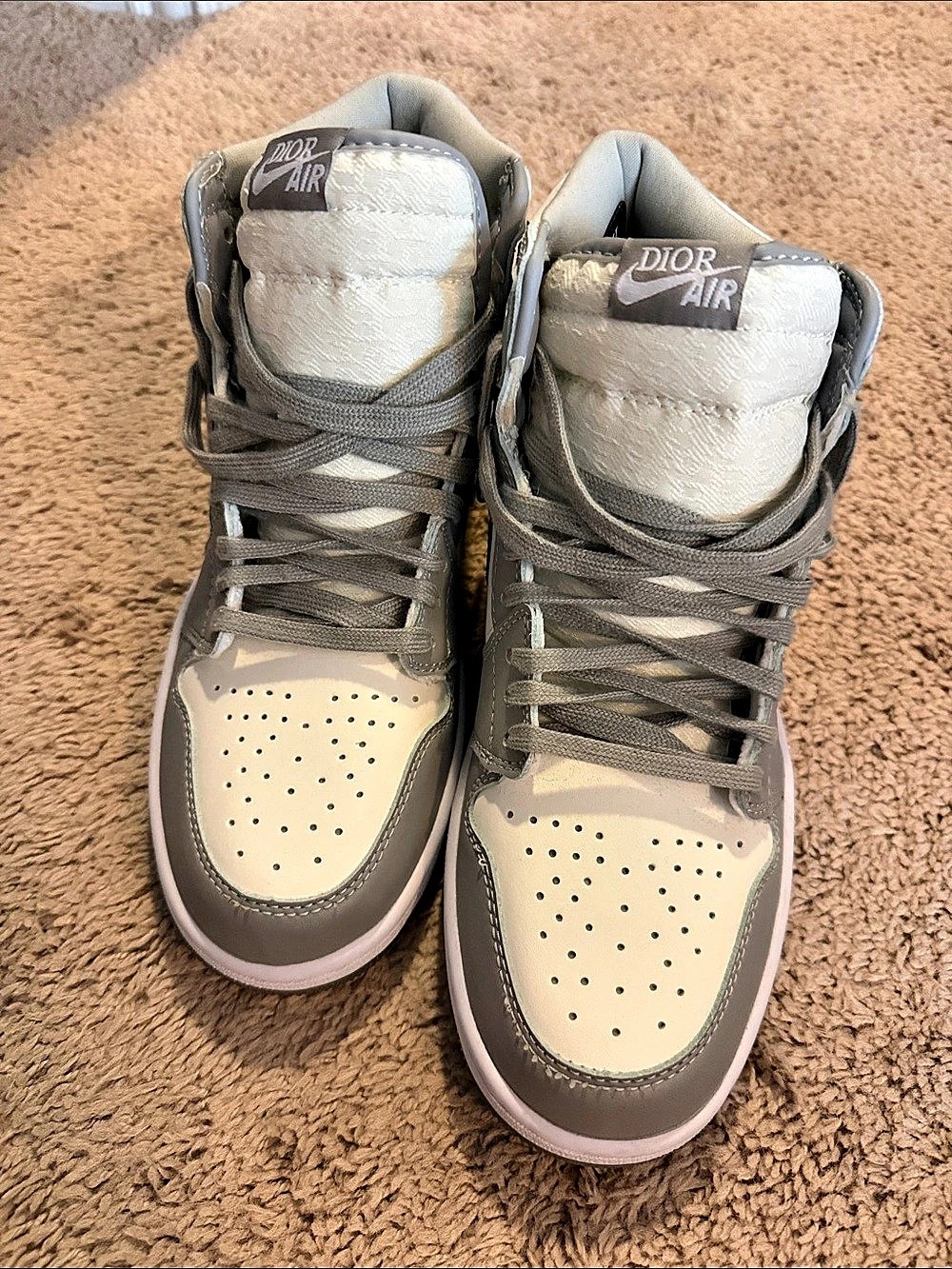 Dior Air Jordan 1 High Dior Sneakers Gray & White Like New